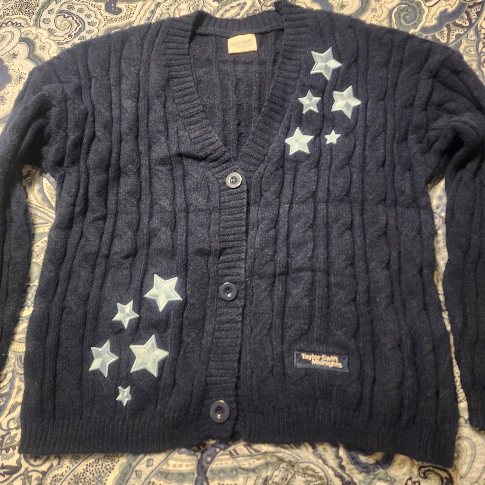 Navy Blue Star-Patterned Women's Sweater
